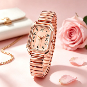 Montre à quartz de luxe pour femme <span class=keywords><strong>W198</strong></span>, version coréenne, carrée, en cuir et alliage, verre, strass, pour affaires, version internationale - Product Image 4