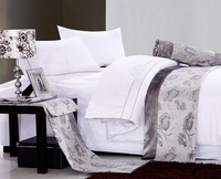 Prix d'usine – Ensemble de housse de couette d'hôtel personnalisable en coton tissé 400 fils, 4 pièces, qualité 5 étoiles, blanc, non jetable, toutes saisons