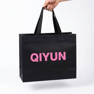 Sacs cadeaux en papier de luxe personnalisés roses pour boutiques de détail, sacs d'emballage en carton avec impression de votre propre logo et poignée - Product Image 4