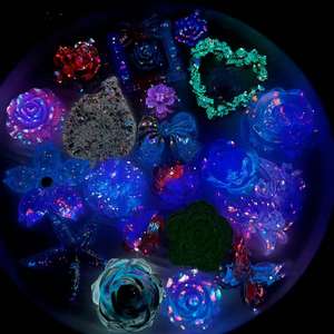 Série Violette Colorée, Styles Mixtes, Plantes et Fleurs en Résine, Effet Scintillant, Luciole Lumineuse, Fait Main, DIY, pour Pinces à Cheveux et Décoration de Boîtes à Rangement - Product Image 2