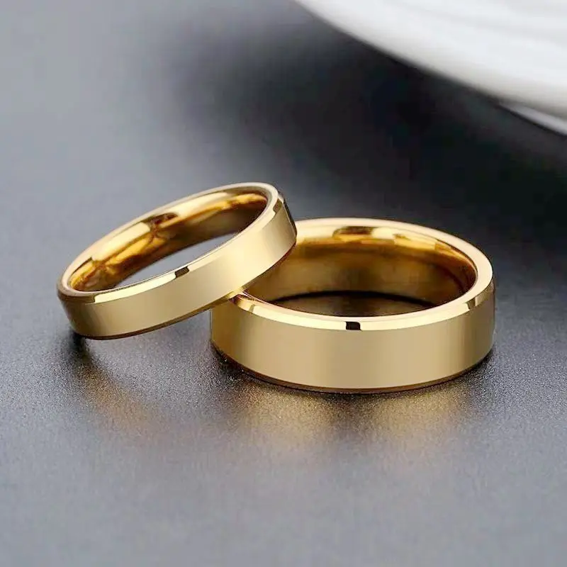 Banhado a ouro aço inoxidável anéis homens jóias moda mulheres e homens casamento casal anéis com melhor preço