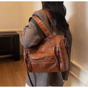 Sac à main rétro, grande capacité, sac à bandoulière, sac porté croisé, sac fourre-tout multicouche et multipoches - Product Image 6