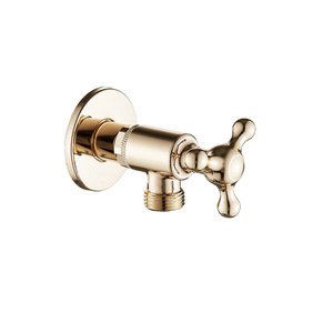 Robinet d'arrêt triangulaire français doré champagne pour eau chaude/froide, robinet de luxe en laiton chromé pour toilettes domestiques, garantie 3 ans - Product Image 1
