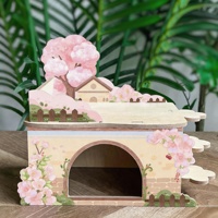 Vila Hamster Kayu Dua Lapis, Tempat Persembunyian Hewan Kecil, Mainan Platform untuk Hamster Kerdil dan Gerbil
