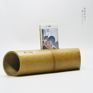 Bamboo Mobile Phone <b>Speaker</b> <b>Stand</b> Portable Amplifier For iPhone No Charging Required Creative Gift Customization - Product Image 2
