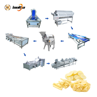 Automatische industriële aardappelverwerkingslijn, groenteborstel-schiller, bubbelspoelmachine, snijmachine, aardappelproductielijn