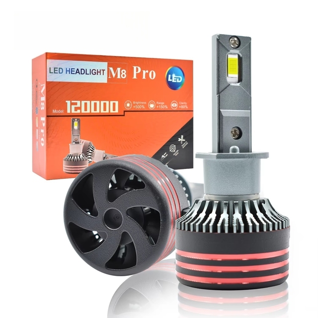 M8PRO H1 High Power 6500K Aluminum Mini LED Headlight Bulbs 12V 130W 13000LM New Design Plug Play Auto Lighting System