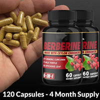 Capsules de chlorhydrate de berbérine OEM, soutien immunitaire à base de plantes, complément de berbérine HCl en capsules, 60 unités pour adultes
