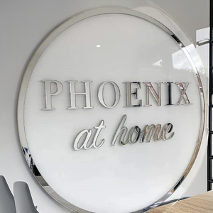 Personalizado 3D espejo oro Logo signo personalizado acrílico negocios firma pegatinas pared taller café 50cm transparente estante de exhibición - Product Image 5