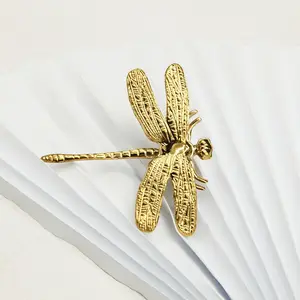 MAXERY único inserto de latón manija chapado en oro de latón perillas del Gabinete de armario de lujo perilla tire manijas