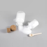Bocaux de sel de bain en plastique ABS givré, avec cuillère en bois, couvercle en liège pour emballage cosmétique, vente en gros, 100ml, 200ml, 500ml