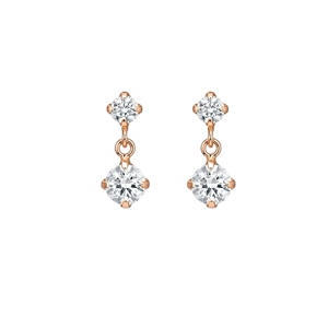 Boucles d'oreilles pendantes élégantes et délicates en or 10 carats poli, incrustées de deux breloques rondes en zircon cubique avec fermoir sécurisé - Product Image 1