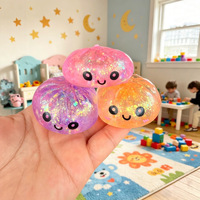 Vente en gros de boules squishy personnalisées en TPR avec visage souriant, boules squishy scintillantes, boîte mystère surprise, jouet anti-stress pour enfants et adultes