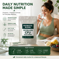 Mélange de probiotiques en poudre pour boisson solide |   Formule probiotique et prébiotique avec Inuline FOS IMO |   Sachets de 10g