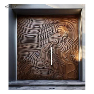 Luxueux extra large en bois massif Sculpture 3D Design Villa personnalisée Extérieur Porte <span class=keywords><strong>d</strong></span>'<span class=keywords><strong>entrée</strong></span> principale pour les maisons - Product Image 1