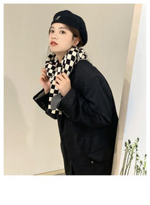 Lklyt20 — <span class=keywords><strong>ensemble</strong></span> <span class=keywords><strong>écharpe</strong></span> de chapeau imprimé, bandeau à carreaux noir et blanc, <span class=keywords><strong>béret</strong></span> à carreaux pour <span class=keywords><strong>femme</strong></span> - Product Image 3