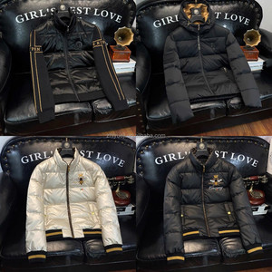 Áo khoác Nam Mùa Đông đứng cổ áo nối bánh mì dày chính thức phong cách ngắn dây kéo nút đóng cửa logo trang trí Ấm Dài - Product Image 2