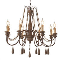 Lustre Rétro Américain en Fer Forgé, Décoration Créative Vintage pour Restaurant et Salon, Lustre en Bois et Métal Forgé
