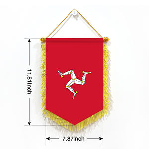 La impresión única de la bandera y la pancarta de la Isla de Man, rodeada de borlas, es adecuada para comprar recuerdos turísticos - Product Image 1