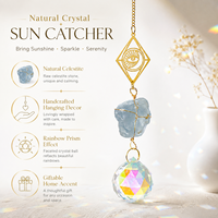 Attrape-soleil en pierre brute de Célestite naturelle, carillon éolien, harmonie Soleil-Lune, ornement suspendu, décoration intérieure, cadeau