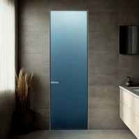 Porte de salle de bain coulissante en verre moderne ultra-compacte avec cadre fin pour les toilettes de petites tailles