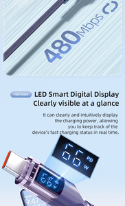 Câble de données USB-A vers Type-C 66W 5A à charge rapide, en matériau tressé, avec affichage de puissance, pour ordinateur, voiture, batterie externe et appareils Android - Product Image 6