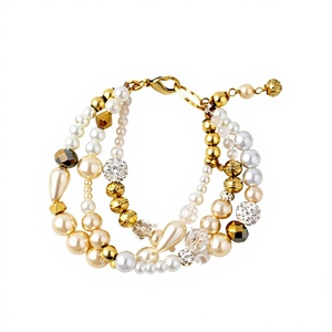 Women's Gold Plated <b>Beaded</b> <b>Bracelet</b> Set Imitation Pearl Zinc Alloy Eco-Friendly Classic Stackable Jewelry Gift - Product Image 1