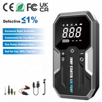Démarreur portable avec compresseur d'air 4-en-1, booster de batterie de voiture, pompe à pneus numérique 150 PSI, dispositif de démarrage d'urgence robuste