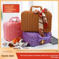 Panier de rangement rétro en rotin, accessoire de photographie de mariage, panier en fausse osier, panier cadeau, organisateur