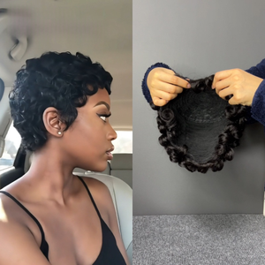 Parrucca Corta Ricci Chioma TQWS in Capelli Umani con Densità del 180%, Capelli Corti Naturali che Possono Essere Permanenti e Tinti - Product Image 5