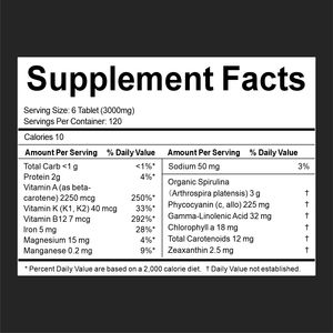 Comprimés de spiruline et de chlorella biologiques de marque privée - Product Image 2