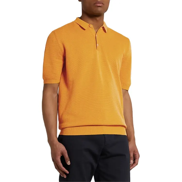 Geel Polo T-shirt Geweven Katoen Polo Mens Casual Borduren Polo