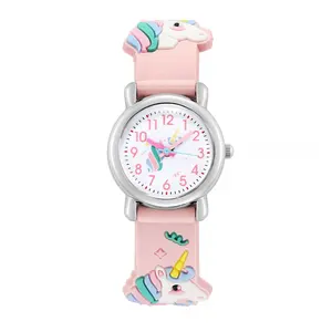 Casual adolescentes niños iridiscente irisated irised unicornio reloj lindo dibujos animados rosa azul niño Niña estudiante imán reloj