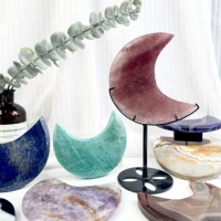 Offre Spéciale : Sculpture Artisanale en Quartz Poli en Forme de Lune, Énergie Naturelle Guérisseuse, pour Décoration Intérieure
