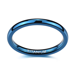 OAHLAN Classic <span class=keywords><strong>Blue</strong></span> Dome anillos de titanio alto pulido 2mm y 4mm compromiso boda banda joyería de moda para hombres y mujeres - Product Image 2