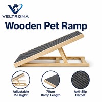 Ramp Lipat Anjing Kayu Solid 2 Tingkat dengan Ketinggian yang Dapat Disesuaikan untuk Sofa, Tangga Hewan Peliharaan Portabel Anti Selip