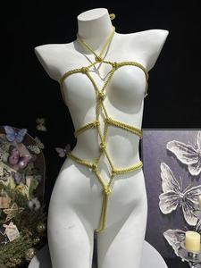 Culotte de contrôle <span class=keywords><strong>sexy</strong></span> respirante pour femme, en corde BDSM, pour jeu de rôle de sorcière, pour couple et planification familiale, avec un design creux rouge et une allure séduisante et audacieuse - Product Image 2