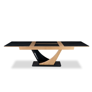 Bàn ăn hình chữ nhật có thể kéo dài, mặt bàn bằng gốm và gỗ, thiết kế độc đáo cho phòng ăn gia đình - Product Image 5