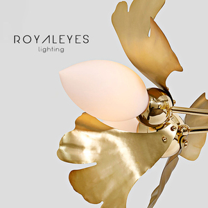 Американский простой новый дизайн, золотистые медные листья, подвесной светильник, декоративная люстра, современная люстра для гостиной - Product Image 5