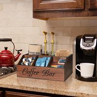 Organisateur de comptoir en bois rustique réutilisable et écologique pour dosettes de café, thé, condiments et décoration de bar