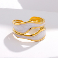 Bague en Acier Personnalisable pour Femme, Ouverte, Réglable, en Acier Inoxydable, Large avec Finition Goutte d'Huile