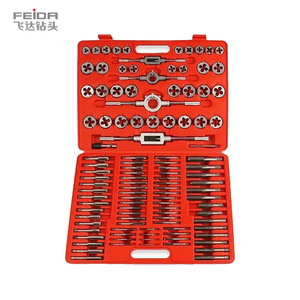 Feida nhà máy giá 110 pcs M2 ~ M18 <span class=keywords><strong>UNC</strong></span> BSP công cụ thiết lập hợp kim thép tay <span class=keywords><strong>tap</strong></span> và Die <span class=keywords><strong>tap</strong></span> cờ lê <span class=keywords><strong>Set</strong></span> với Hộp Màu Đỏ - Product Image 1