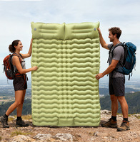 Colchón Inflable Doble Verde Impermeable, Colchón de Aire Portátil de Alta Calidad, TPU, 4 Estaciones, Camping, Aire Libre, Bomba de Pie Integrada