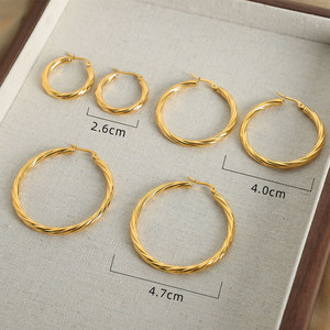 Fashion Wholesale Fine 14k 18k Gold Plated 316L Stainless Steel Gold Light Big <b>Large</b> Exaggerated Earrings for Women - Product Image 1