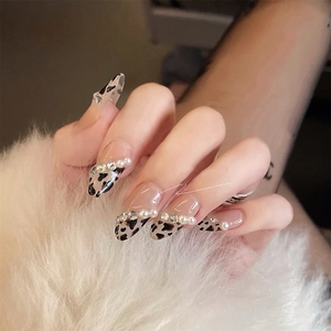 Uñ<span class=keywords><strong>as</strong></span> postizas acrílicas de alta calidad con diseño de leopardo <span class=keywords><strong>diagonal</strong></span> nude, totalmente desmontables, para arte de uñ<span class=keywords><strong>as</strong></span>, venta al por mayor - Product Image 1