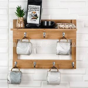 Wooden <b>Wall</b> <b>Mounted</b> <b>Shelf</b> 3 Tier Multi Functional Storage Rack With Hooks For Kitchen Spice Organizer And Utensil Holder - Product Image 2