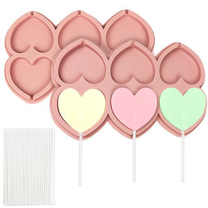6 تجويف شكل قلب مصاصة سيليكون قالب حلوى سيليكون الصف الغذائي قالب مصاصة والشوكولاتة صنع أداة الخبز ديي - Product Image 1