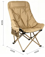 Fauteuil lune à dossier haut et rembourrage épais, 3 positions inclinables réglables, pliable et portable, pour le camping en plein air