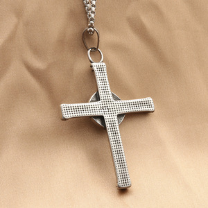 Stainless Steel <b>Cross</b> Pendant With Engraved Design For Men Fashion Jewelry 280166 - Product Image 2