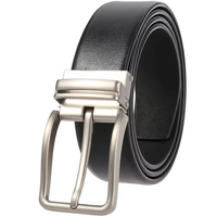 Harga Pabrik Grosir OEM Sabuk Kulit Sapi Asli Pria 3.4cm Dapat Dibalik dengan Gesper Pin Seng yang Dapat Diputar untuk Bisnis dan Acara Formal